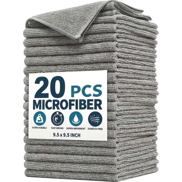 20-Pack Thick Microfiber Cleaning Cloths